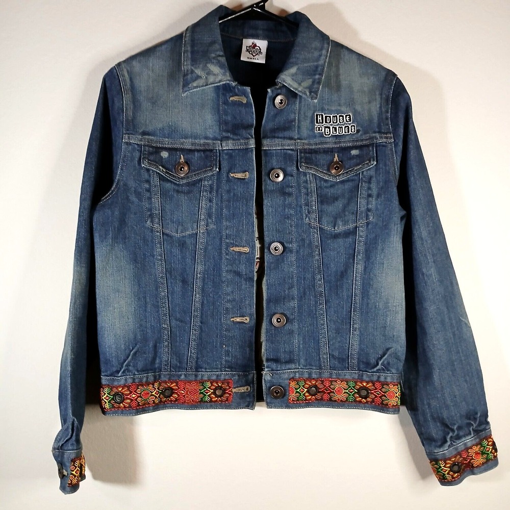 Ladies Denim Jacket Sz Small‎ House Of Blues, Las Vegas Boho Festival Rocker RA